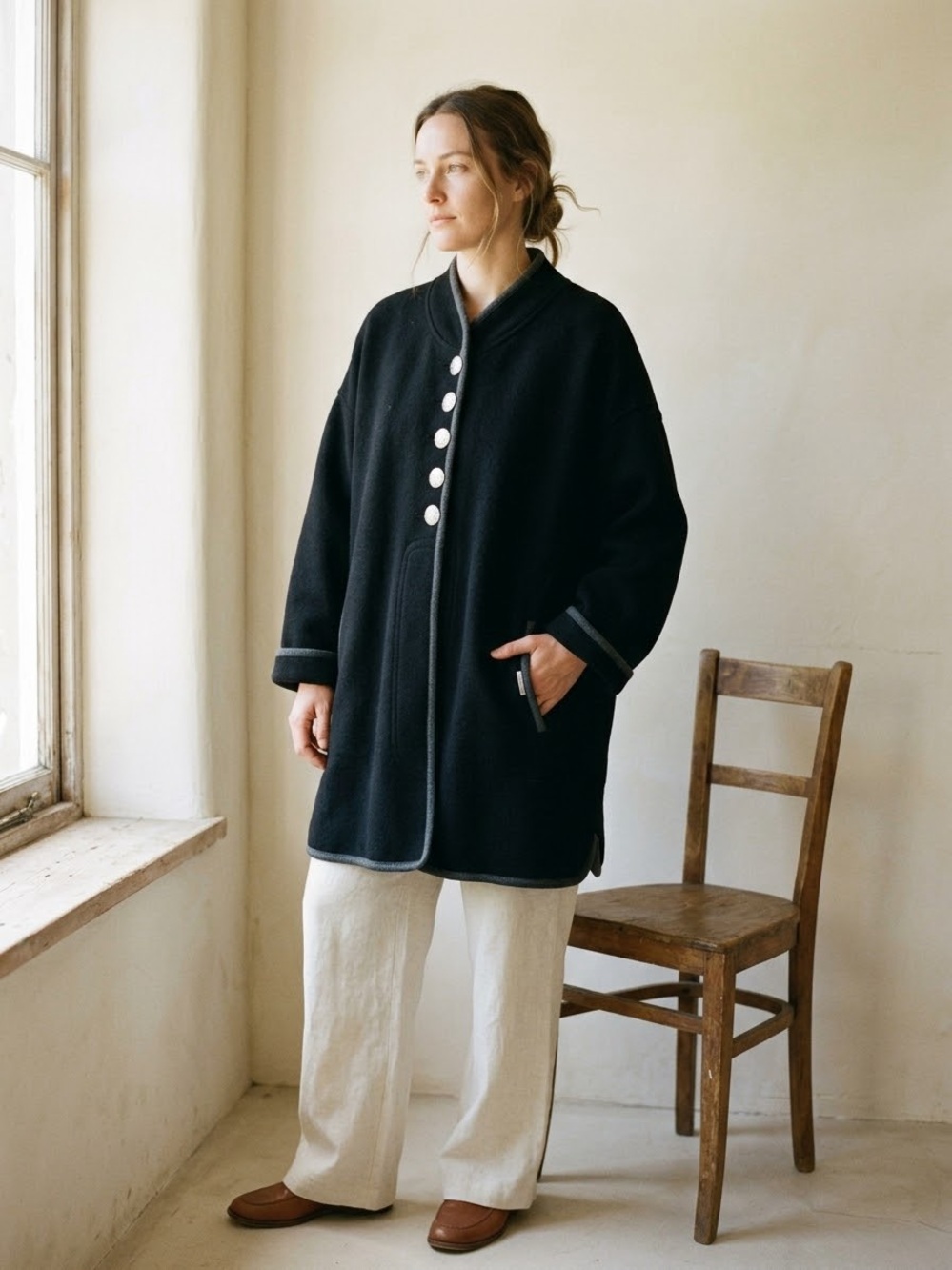 Geiger boiled wool cardigan coat
